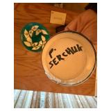 Barlow Decorative Cheese Set with Tile, Hand-Painted Pottery Vase, and Ceramic Bowl