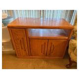 Oak Wood Cabinet with Storage Shelves and Doors, 36x19x27 Inches