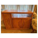 Oak Wood Cabinet with Storage Shelves and Doors, 36x19x27 Inches