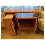 Oak Wood Cabinet with Storage Shelves and Doors, 36x19x27 Inches