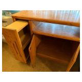 Oak Wood Cabinet with Storage Shelves and Doors, 36x19x27 Inches