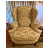 Upholstered Wingback Armchair with Floral Pattern