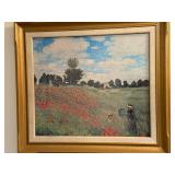 Framed Monet Poppy Field Print with Gold Frame, 20x18 Inches