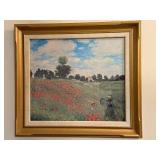 Framed Monet Poppy Field Print with Gold Frame, 20x18 Inches