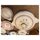 Large Assorted Set of Vintage Floral Tea Cups, Saucers, and Serving Pieces