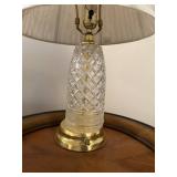 Crystal Table Lamp with Brass Base and Pleated Shade