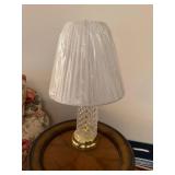 Crystal Table Lamp with Brass Base and Pleated Shade