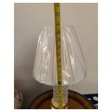 Crystal Table Lamp with Brass Base and Pleated Shade