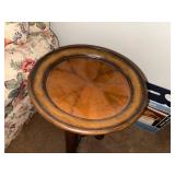 Antique Round Wooden Side Table with Spiral Legs