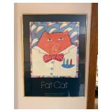 Fat Cat Art Print by Nancy Carlson with Cat Wall Clock
