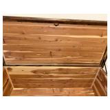 Vintage Wooden Cedar Hope Chest with Carved Details