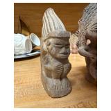Set of 2 Tribal Style Clay Figurines - Handcrafted Sculptures