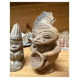 Set of 2 Tribal Style Clay Figurines - Handcrafted Sculptures