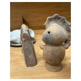 Set of 2 Tribal Style Clay Figurines - Handcrafted Sculptures