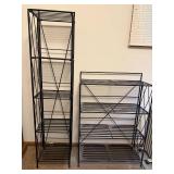 Set of 2 Black Metal Storage Racks with Shelves