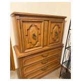 Vintage Wooden Bedroom Chest with Drawers and Cabinet, 42 x 18 x 54 Inches