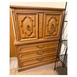 Vintage Wooden Bedroom Chest with Drawers and Cabinet, 42 x 18 x 54 Inches