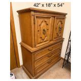 Vintage Wooden Bedroom Chest with Drawers and Cabinet, 42 x 18 x 54 Inches