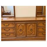 Vintage United Furniture Dresser with Dual Mirrors and Ornate Detailing