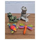 Frogs Lot of 3 w/ Dragonfly magnet