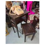 Vintage Telephone table with vintage phone