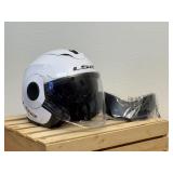 Medium LS2 Verso Open Face Helmet in White with New Chin Shield