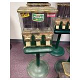 7 Pc Lor; 7 Metal and plastic Candy Machines with Plastic Stands, Varried Condition