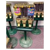 7 Pc Lor; 7 Metal and plastic Candy Machines with Plastic Stands, Varried Condition