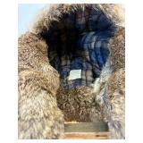 2 Pc Lot; WWII Era Leather Bomber Hat with Quilt Lining and Rabbit Fur Trim and Newer Camo with Rabbit Trim Mad Bomber XL Hat