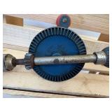 Vintage Manual Wood Handle Stanley Blue & Red Handyman Hand Drill H1214