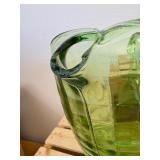 2 Pc Lot; Anchor Hocking Block Optic Green Glass pitcher & Hazel-Atlas Green Depression Glass Butter Dish