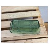 2 Pc Lot; Anchor Hocking Block Optic Green Glass pitcher & Hazel-Atlas Green Depression Glass Butter Dish