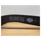 2Pc Lot; Vintage Well Worn In Harley Davidson Size 44 Brown Leather Belt with Heavy HD Eagle Belt Buckle #97635-05V & New w/Tag Size 44 HD Brown Woven Leather Belt