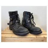 Well Broke in Black Harley Davidson Boots (Believe to be size 11 to 12, tag is worn out)