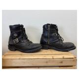 Well Broke in Black Harley Davidson Boots (Believe to be size 11 to 12, tag is worn out)