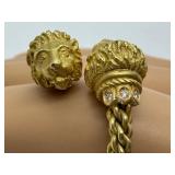 18K Yellow Gold Bypass Ring / Lion Head Bypass Figurine