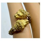 18K Yellow Gold Bypass Ring / Lion Head Bypass Figurine