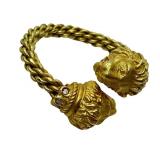 18K Yellow Gold Bypass Ring / Lion Head Bypass Figurine