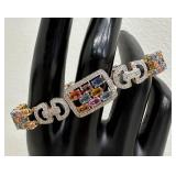 Absolutely Stunning 14K Gold Multi-Color Sapphire and Diamond Bracelet - Includes Estimated Resale & Gemological Report