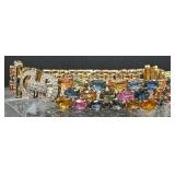 Absolutely Stunning 14K Gold Multi-Color Sapphire and Diamond Bracelet - Includes Estimated Resale & Gemological Report