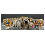Absolutely Stunning 14K Gold Multi-Color Sapphire and Diamond Bracelet - Includes Estimated Resale & Gemological Report