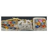 Absolutely Stunning 14K Gold Multi-Color Sapphire and Diamond Bracelet - Includes Estimated Resale & Gemological Report