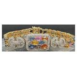 Absolutely Stunning 14K Gold Multi-Color Sapphire and Diamond Bracelet - Includes Estimated Resale & Gemological Report