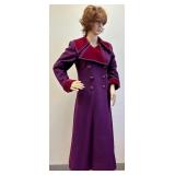 Saint Laurent 1970s Purple Wool Maxi Coat with Velvet Collar and Cuffs-Size 38
