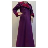 Saint Laurent 1970s Purple Wool Maxi Coat with Velvet Collar and Cuffs-Size 38