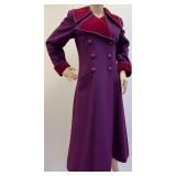 Saint Laurent 1970s Purple Wool Maxi Coat with Velvet Collar and Cuffs-Size 38