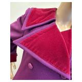 Saint Laurent 1970s Purple Wool Maxi Coat with Velvet Collar and Cuffs-Size 38