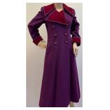 Saint Laurent 1970s Purple Wool Maxi Coat with Velvet Collar and Cuffs-Size 38