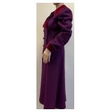 Saint Laurent 1970s Purple Wool Maxi Coat with Velvet Collar and Cuffs-Size 38
