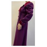 Saint Laurent 1970s Purple Wool Maxi Coat with Velvet Collar and Cuffs-Size 38